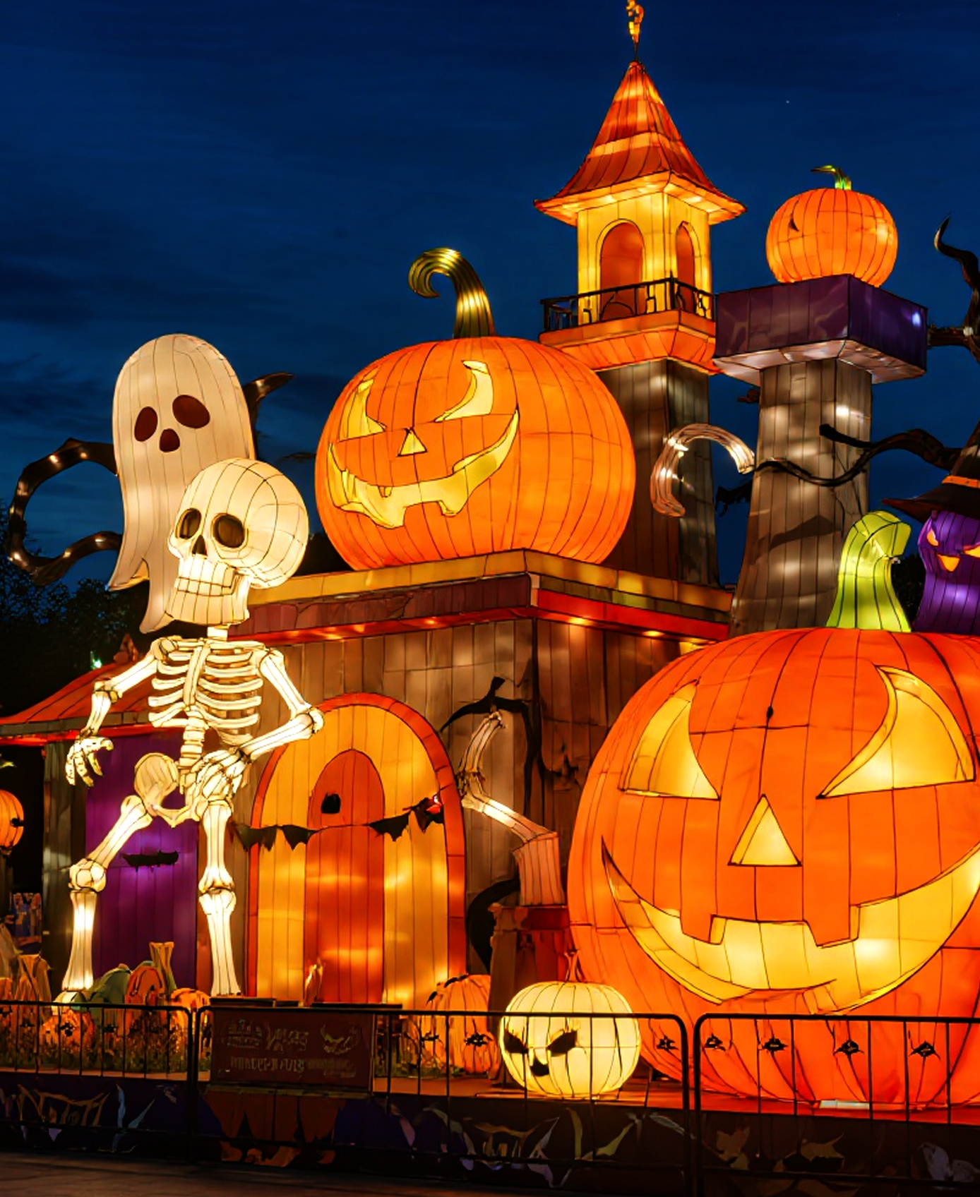 Colorful seasonal decorative lantern display